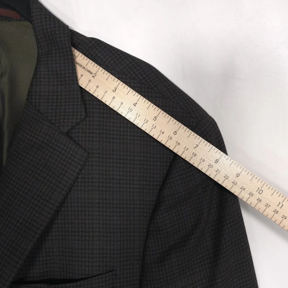 HICKEY FREEMAN Est 1899 USA Wool Blazer Jacket Sport Coat Brown Check 44L Beacon